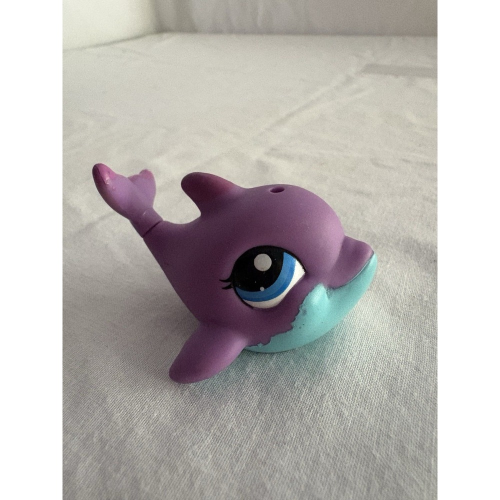 LPS Littlest Pet Shop Purple DOLPHIN FISH #1922 Blue Eyes Teal Star Hasbro